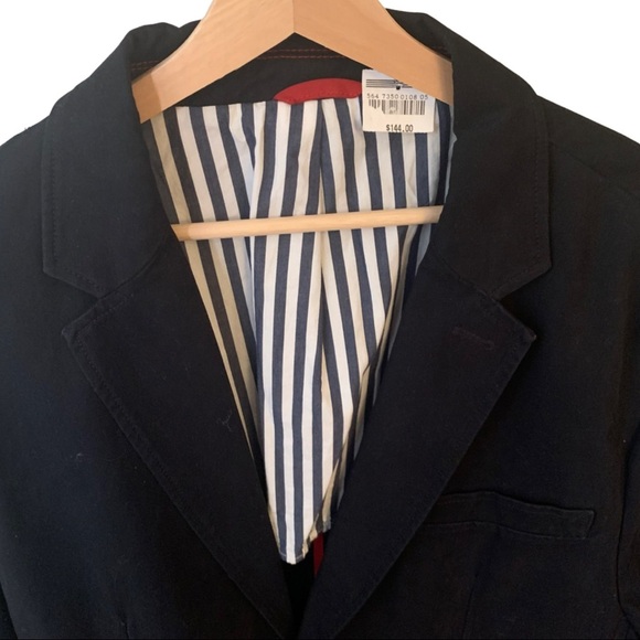 NWT STAFFORD PREP 2 Button Blazer 100% Cotton Navy Blue White Striped Lining - Picture 9 of 16